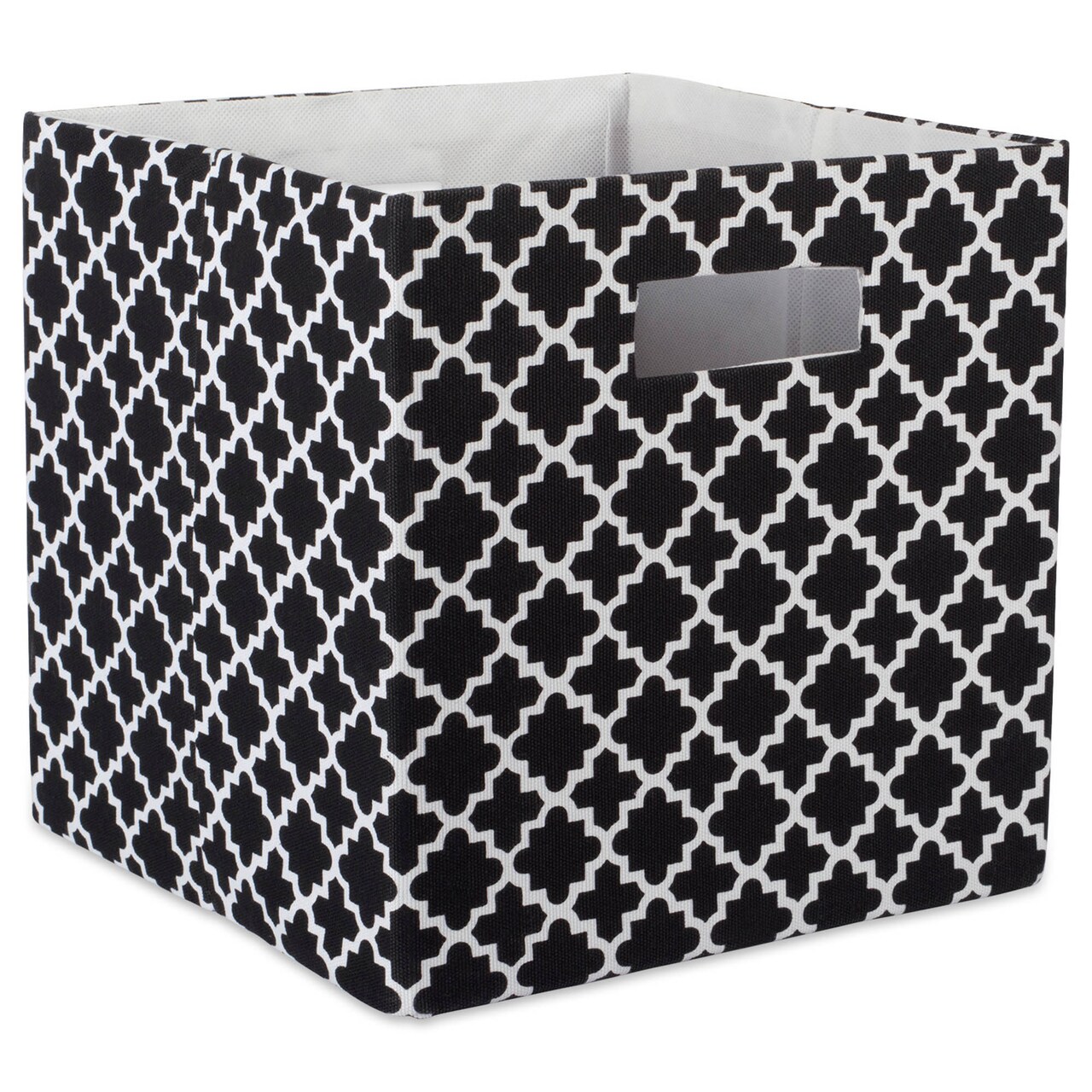 Contemporary Home Living Black Cube Storage Bin with Lattice Design 13"